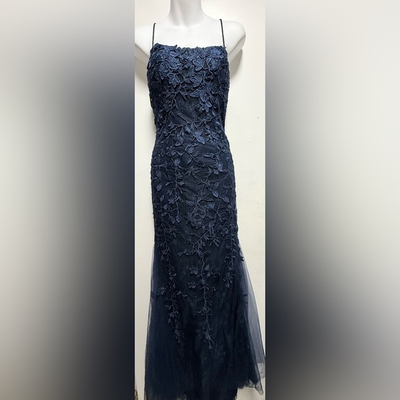Source Unknown Midnight Blue Floral Maxi Dress - Picture 1 of 13